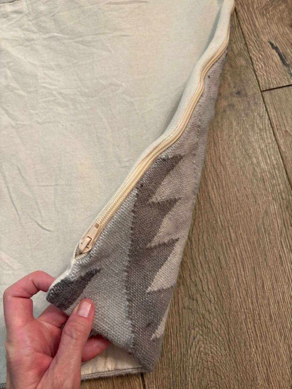 IKEA FJÄLLSKRÄP Wool Cotton Pillow Cover 20x20 Gray Geometric Kilim Scandinavian